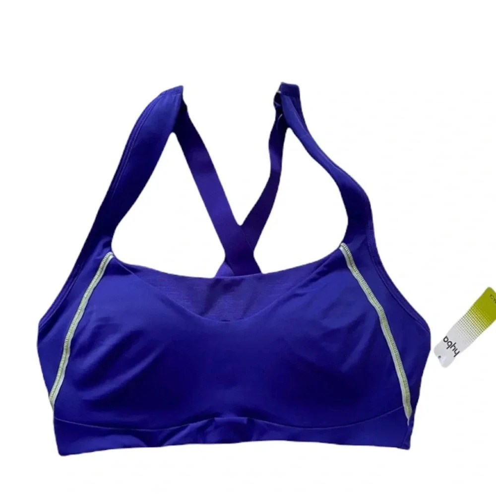Hyba Activewear Medium Support Padded Adj Straps Sports Top Purple Sz M NWT